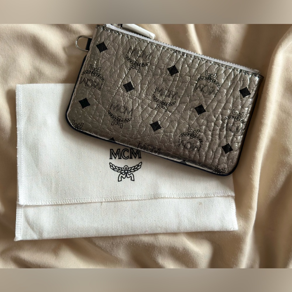 Limited edition MCM metallic visetos key pouch